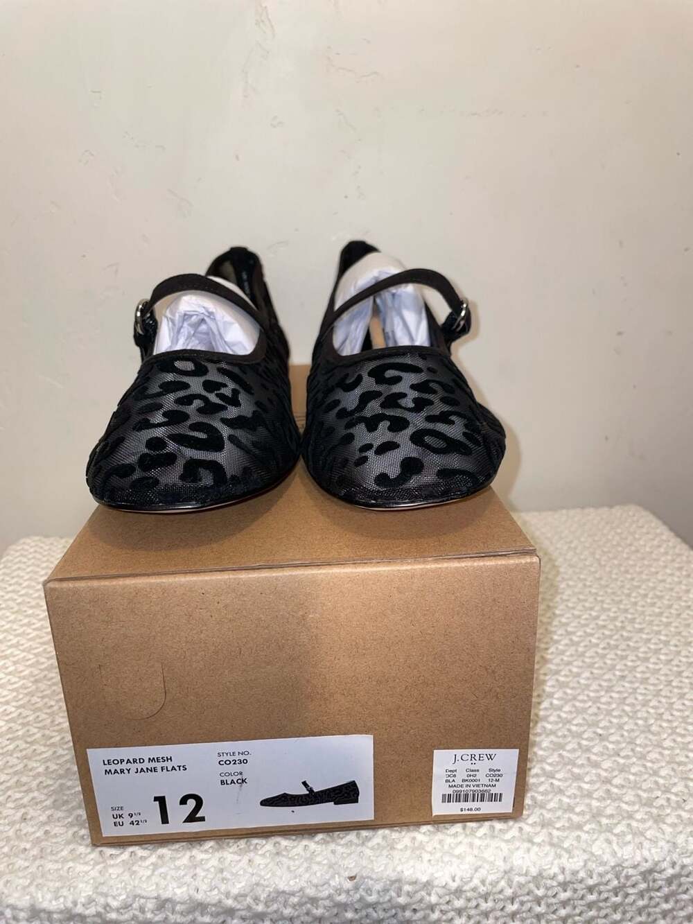 J.Crew Leopard Mesh Mary Jane Flats Size 12